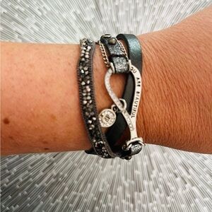 “You Are Beautiful” Elegant Silver and Black Magnetic Bracelet-NEW